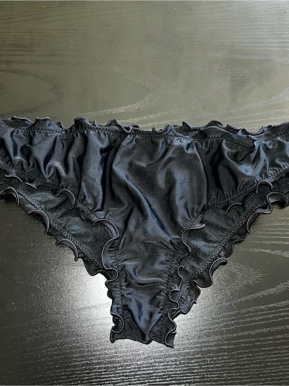 Hollister Black Ruffle Trim Bikini Bottoms